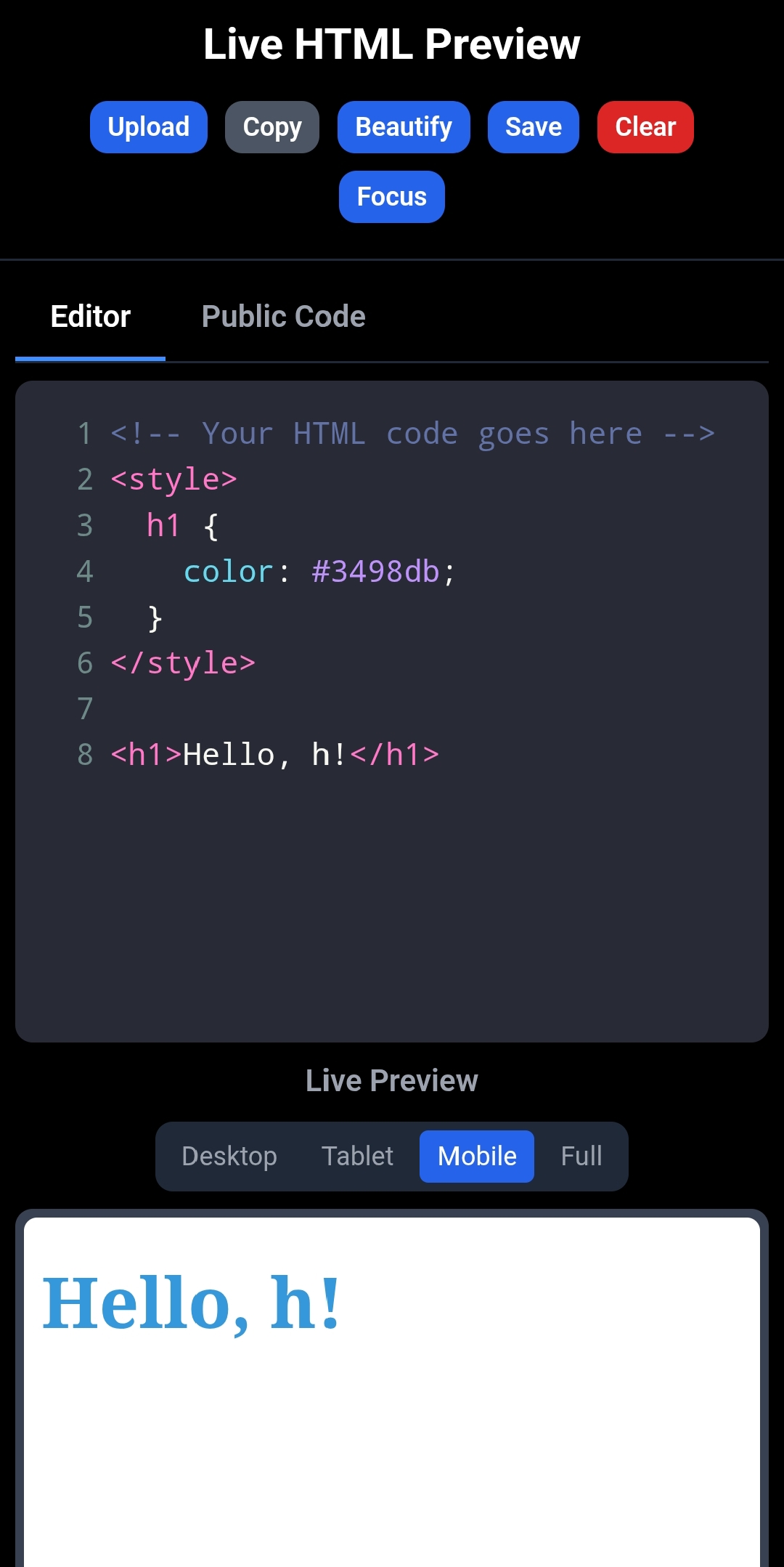 HTML Simple Codes – Editor HTML Online Gratis dengan Live Preview dan Fitur Lengkap